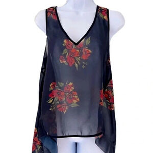 Gentle Fawn/ Sheer navy blue floral blouse/ Size US  XS